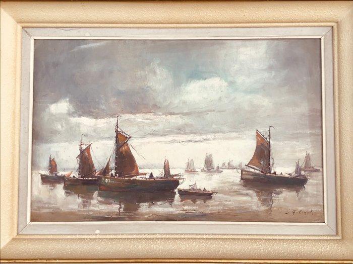 Gustave Helinck , 1884 - 1954. - Zeilboten op het water., Antiek en Kunst, Kunst | Schilderijen | Klassiek