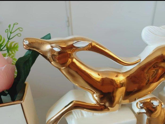 Klok en garnituur set - Keramiek, Messing - 1950-1960, Antiek en Kunst, Kunst | Designobjecten