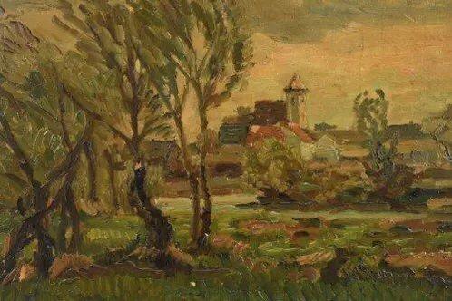 Wilhelm Legler (1875-1951) - Landschaft mit Dorf, Antiek en Kunst, Kunst | Schilderijen | Klassiek