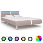 vidaXL Cadre de lit avec LED Cappuccino Similicuir 120 x, Maison & Meubles, Chambre à coucher | Lits, Neuf, Verzenden