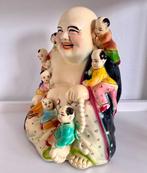 Beeld, Zittende Lachende Boeddha met Kinderen - 29 cm -, Antiek en Kunst