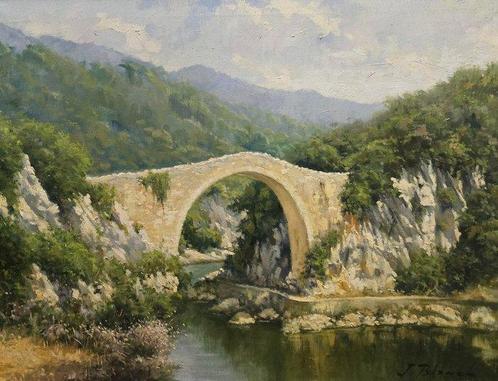 Juan Blanch (1933) - El puente de Sadernes, Antiquités & Art, Art | Peinture | Classique