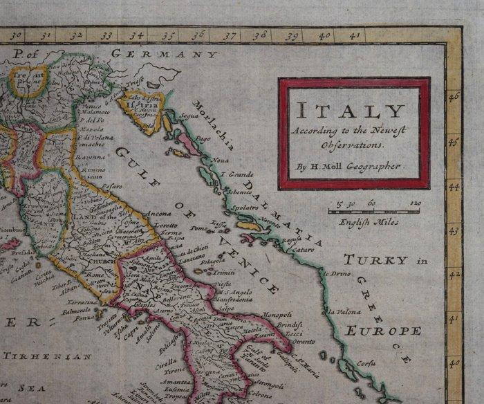 Italië - Italy; Herman Moll - Italy according to the newest, Livres, Atlas & Cartes géographiques