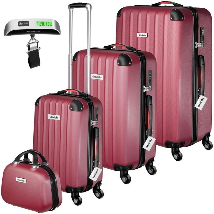 tectake Kofferset met harde schaal Cleo 4-delig. met bagagew, Handtassen en Accessoires, Uiterlijk | Cosmetica en Make-up, Verzenden