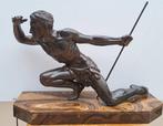 J. DE .RONCOURT - sculptuur, Le Chasseur - 45 cm - Brons, Antiek en Kunst