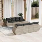 vidaXL Salon de jardin 9 pcs avec coussins gris clair, Verzenden, Neuf, Salons de jardin