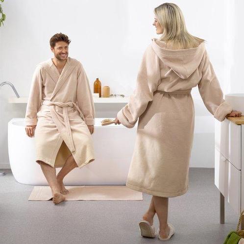 Tweedekans | Moodit Badjas Reese, Zand - XL - Unisex -, Huis en Inrichting, Badkamer | Badtextiel en Accessoires, Ophalen of Verzenden