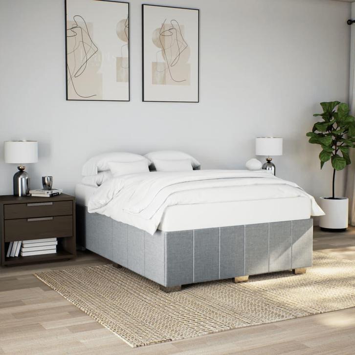 vidaXL Bedframe zonder matras stof lichtgrijs 160x200 cm, Huis en Inrichting, Slaapkamer | Bedden, Nieuw, Verzenden