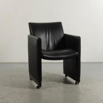 Verrijdbaar Fauteuil Frontseat - Zwart Leder - 83 x 62 cm, Huis en Inrichting, Stoelen, Ophalen of Verzenden, Gebruikt