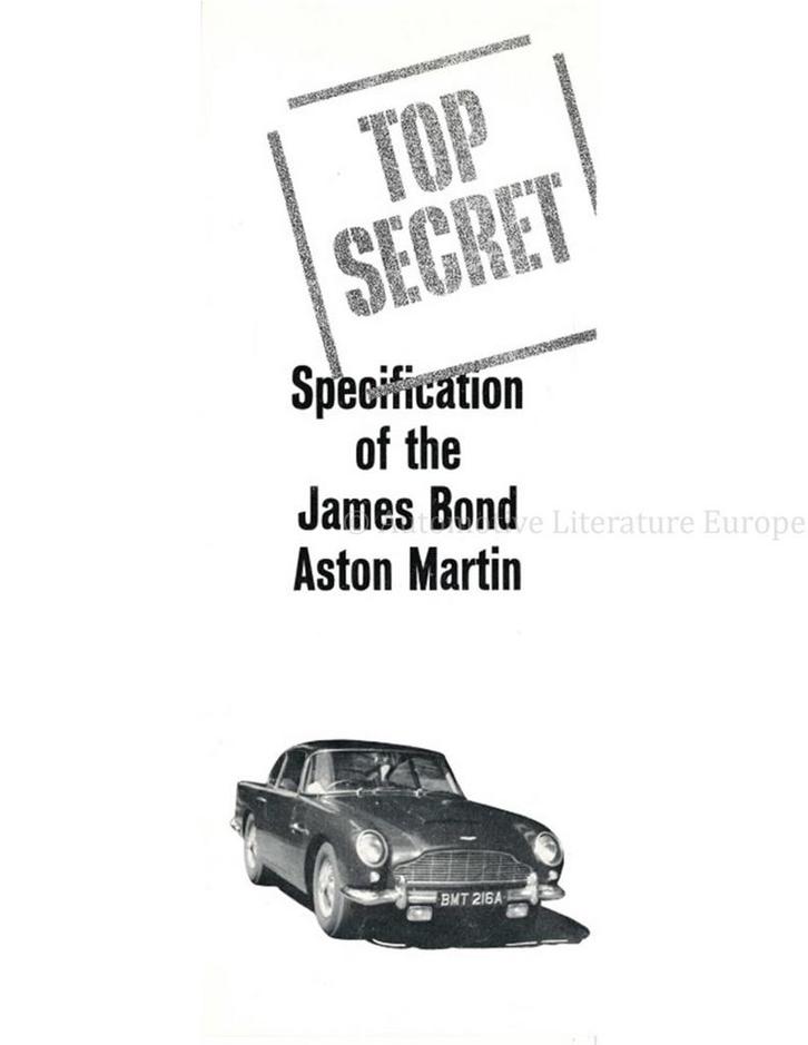 1965 ASTON MARTIN DB5 (JAMES BOND) BROCHURE ENGELS, Boeken, Auto's | Folders en Tijdschriften