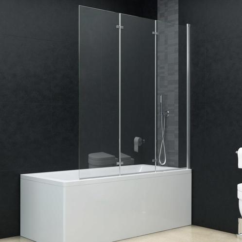 vidaXL Douchewand inklapbaar 3 panelen 130x138 cm ESG, Doe-het-zelf en Bouw, Sanitair, Nieuw, Verzenden