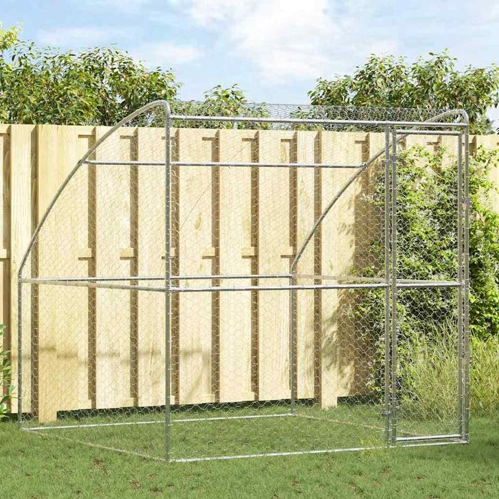 vidaXL Hondenhok met opslag Zilver 2 x 2 x 2 m, Dieren en Toebehoren, Hondenbenches, Nieuw, Verzenden