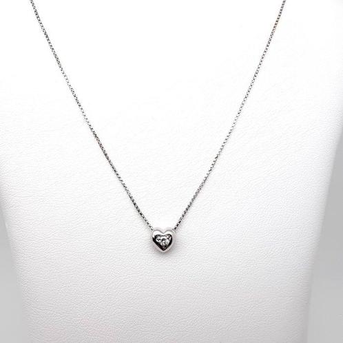 Collier avec pendentif - 18 carats Or blanc Diamant, Handtassen en Accessoires, Antieke sieraden