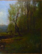 École de Barbizon (XIX) - Paysage animé., Antiek en Kunst