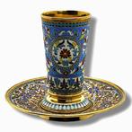 Bekerglas - Antiek Russisch zilver en cloisonne