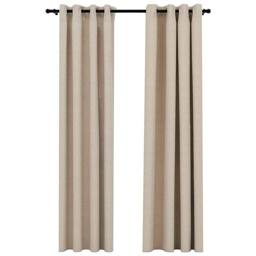 Gordijnen Beige 140x245 | Retour Deal -40% | Linnen Look, Huis en Inrichting, Stoffering | Gordijnen en Lamellen, Nieuw, 200 cm of meer