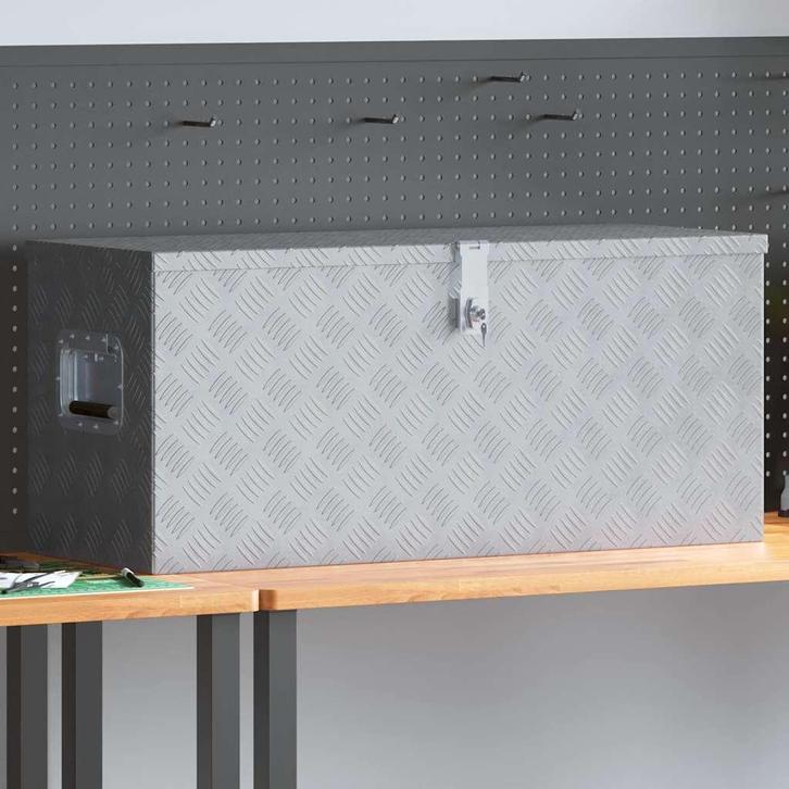vidaXL Opbergkist 90,5x35x40 cm aluminium zilverkleurig, Doe-het-zelf en Bouw, Gereedschapskisten, Nieuw, Verzenden