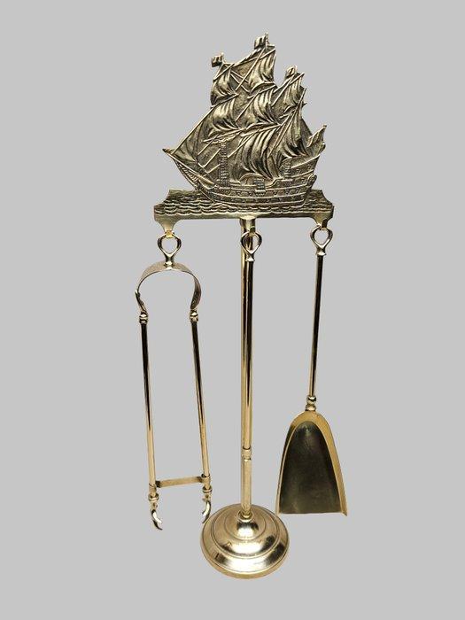 Openhaard accessoire (4) - Nautisch open haard set - Gegoten, Antiek en Kunst, Curiosa en Brocante