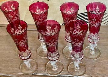 Bohemia - Drinkservies (7) - Kristal - Fluitje Rubino da