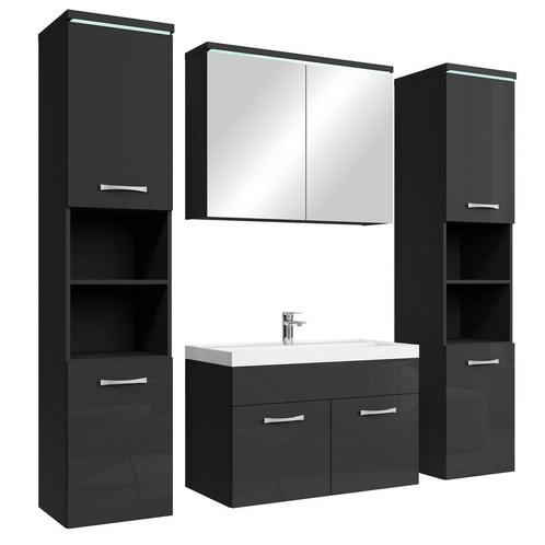 Badkamermeubel Set Paso XL 80 x 40 cm Zwart Badmeubel, Huis en Inrichting, Badkamer | Badkamermeubels, Nieuw, Verzenden