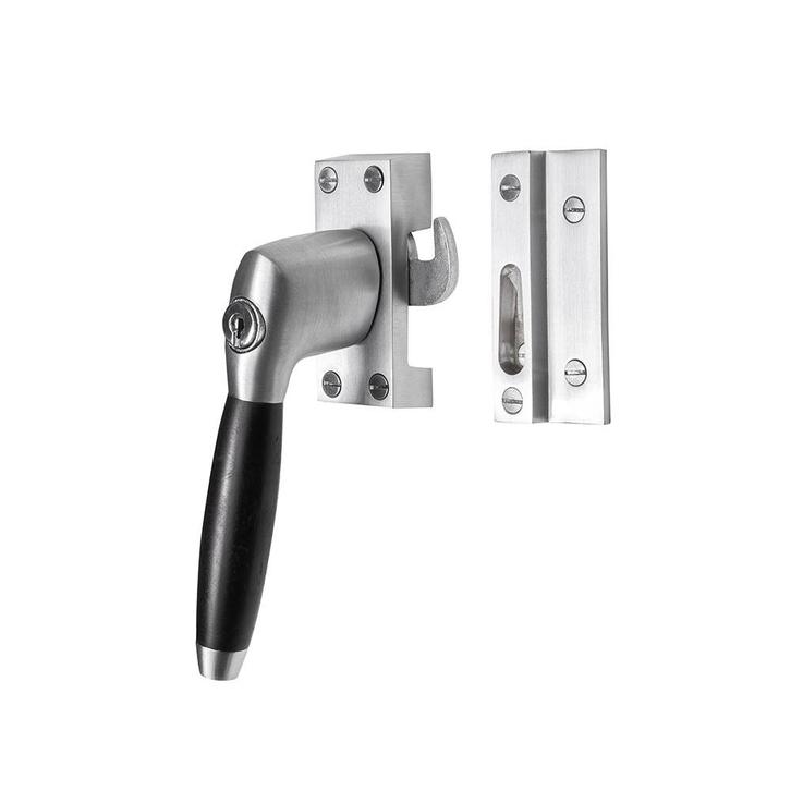 Raamsluiting mat nikkel met slot Klassiek links, Doe-het-zelf en Bouw, Hang- en Sluitwerk, Schuif of Grendel, Nieuw, Koper of Messing