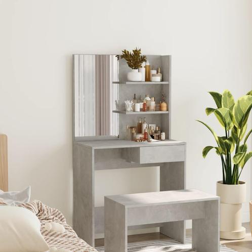 vidaXL Kaptafel met spiegel 74,5x40x141 cm betongrijs, Huis en Inrichting, Tafelonderdelen, Nieuw, Verzenden