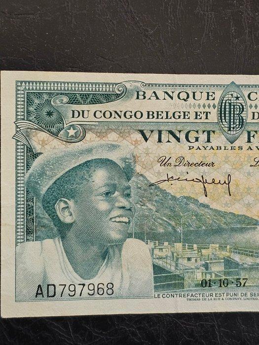 Congo belge. - 20 Francs 01-10-1957 - Pick 31 (Sans prix de, Timbres & Monnaies, Billets de banque | Europe | Billets non-euro