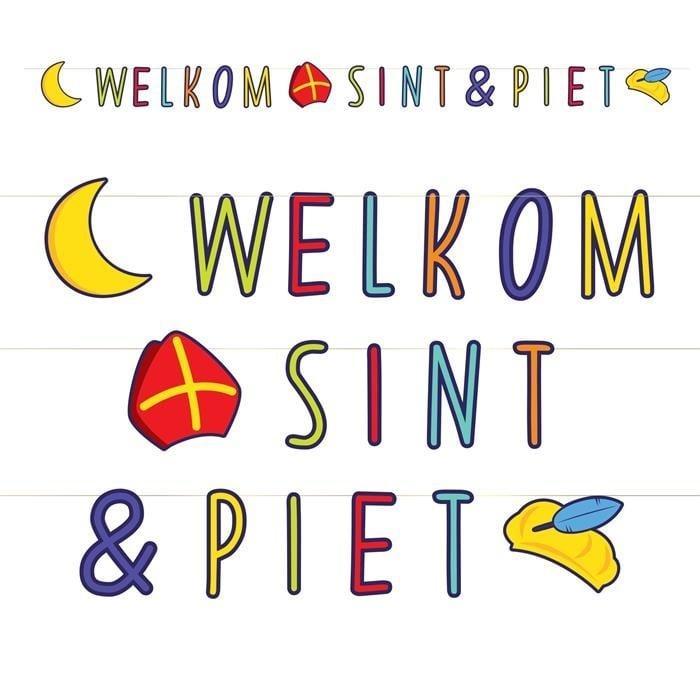 Letterslinger Sint en Piet 3m, Hobby en Vrije tijd, Feestartikelen, Nieuw, Verzenden