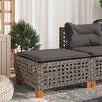 vidaXL Tuinkruk met kussen 63,5x56x32 cm poly rattan grijs, Verzenden, Nieuw