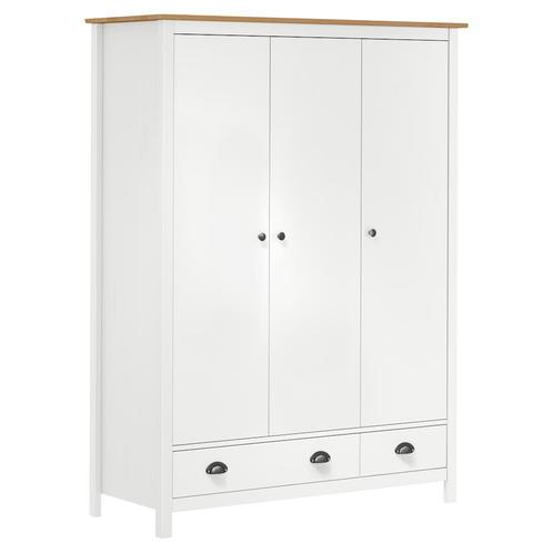 vidaXL Kledingkast Hill 3 deuren 127x50x170 cm massief, Huis en Inrichting, Kasten | Kleerkasten, Nieuw, Verzenden
