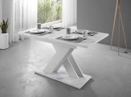Eetkamertafel - Wit marmerlook - Uitschuifbare eettafel, Huis en Inrichting, Tafels | Eettafels, Nieuw, 50 tot 100 cm, Verzenden