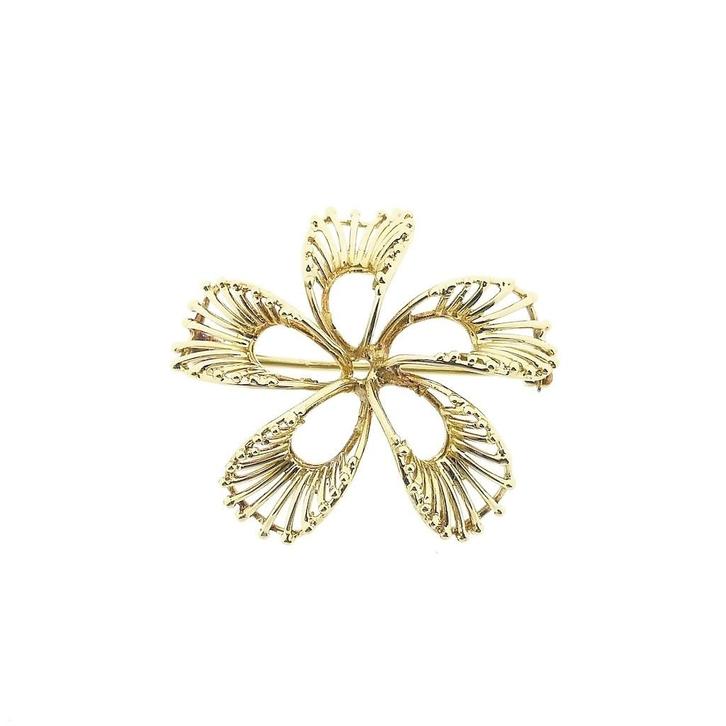 Gouden bloem broche, Handtassen en Accessoires, Broches, Overige kleuren, Gebruikt, Goud, Ophalen of Verzenden