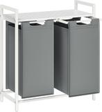 Wasmand - 92 liter (2x 46liter) wit met grijs - 73x33x72 cm, Huis en Inrichting, Verzenden, Nieuw