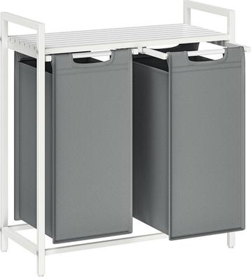 Wasmand - 92 liter (2x 46liter) wit met grijs - 73x33x72 cm, Verzenden