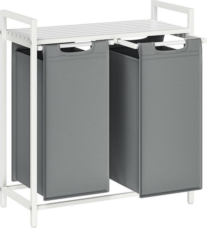 Wasmand - 92 liter (2x 46liter) wit met grijs - 73x33x72 cm, Huis en Inrichting, Badkamer | Badkamermeubels, Verzenden