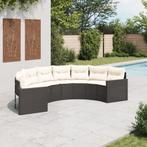 vidaXL Canapé de jardin avec coussins demi-rond noir, Tuin en Terras, Tuinsets en Loungesets, Verzenden