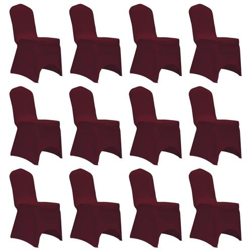 vidaXL Housses Ã©lastiques de chaise Bordeaux 12 pcs, Tuin en Terras, Tuinstoelen, Verzenden