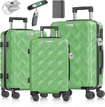 KESSER® Reiskofferset - 3-delig - ABS- Kofferset - Groen beschikbaar voor biedingen