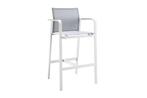 Suns Tutti bar stoel matt white - grey met teak armleggers |