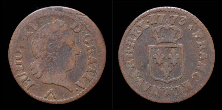 1773ad France Louis Xv liard 1773w billon, Postzegels en Munten, Munten | Europa | Niet-Euromunten, België, Verzenden