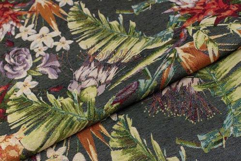 Fantastique tissu gobelin avec motif botanique et floral -, Antiquités & Art, Tapis & Textile