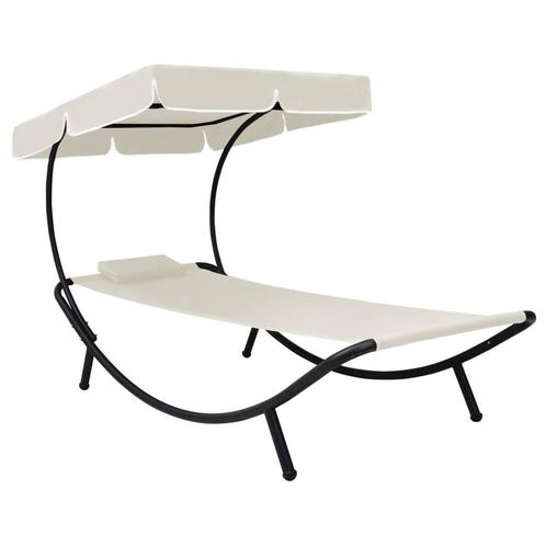 vidaXL Chaise longue de jardin avec auvent et oreiller, Jardin & Terrasse, Chaises longues, Neuf, Envoi