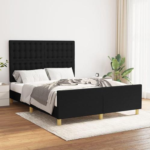 vidaXL Cadre de lit avec tête de lit Noir 140x200 cm, Huis en Inrichting, Slaapkamer | Bedden, Verzenden