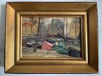 Hollandse School (XX) - Binnenvaart schepen in de haven van, Antiek en Kunst, Kunst | Schilderijen | Klassiek