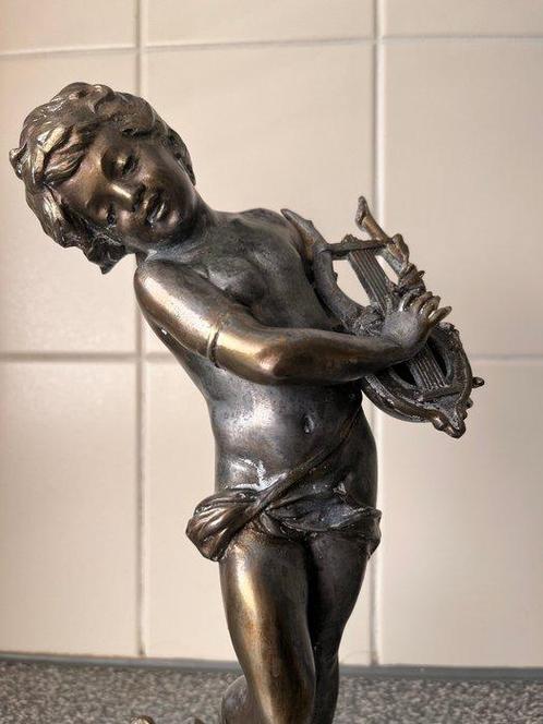Auguste Moreau - Statue, Cupido met muziekinstrument - 29.5, Antiek en Kunst, Curiosa en Brocante
