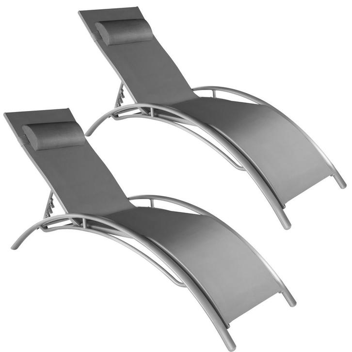tectake 2 ligbedden van aluminium, 5-voudig verstelbaar - gr, Tuin en Terras, Tuinsets en Loungesets, Verzenden