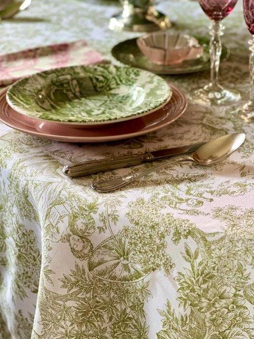 Tafellaken voor grote tafels, toile de jouy 2,70 x 1,80 -, Antiek en Kunst, Antiek | Meubels | Tafels