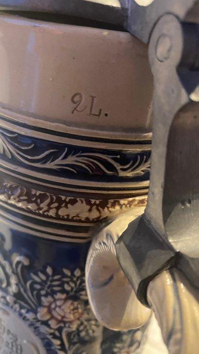 Reinhold Merkelbach - Bierpul - Bicycler / Radfahrer, Antiquités & Art, Antiquités | Verre & Cristal