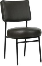 Donkergrijze leren moderne retro eetkamerstoel - Granada, Overige kleuren, Klassiek, Nieuw, Leer