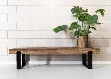 Biels tv meubel - Balken tv dressoir - Tv meubel oud hout, Ophalen of Verzenden